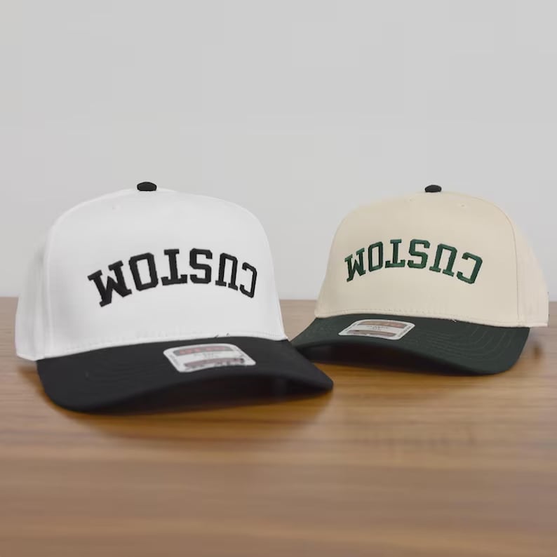 Custom Embroidered Upside Down Text Hat, 5 Panel Two Tone Baseball Cap, Personalized Make Your Own Hat, Embroidery Baseball Fan Hat (31-069) image 5