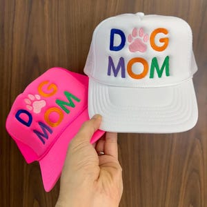 Embroidered Dog Mom Trucker Hat, Dog Mom Embroidery Hat, Dog Mom Cap image 4