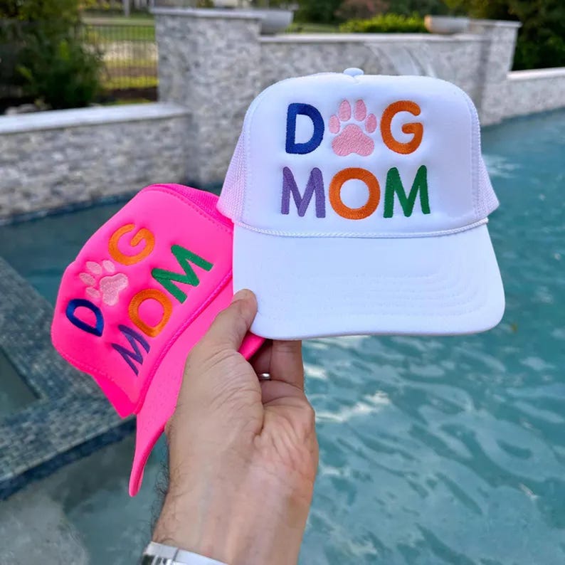 Embroidered Dog Mom Trucker Hat, Dog Mom Embroidery Hat, Dog Mom Cap image 3