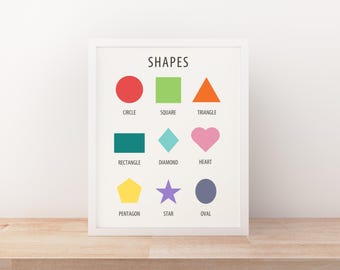 Shapes Kids Poster: Montessori Educational Nursery and Classroom Printables (Digital Download)