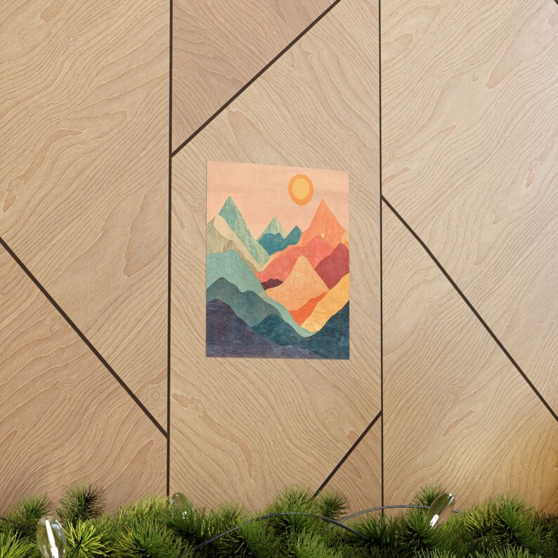 Mountain Range Vertical Poster, Colorful Matte Wall Art Print, Nature