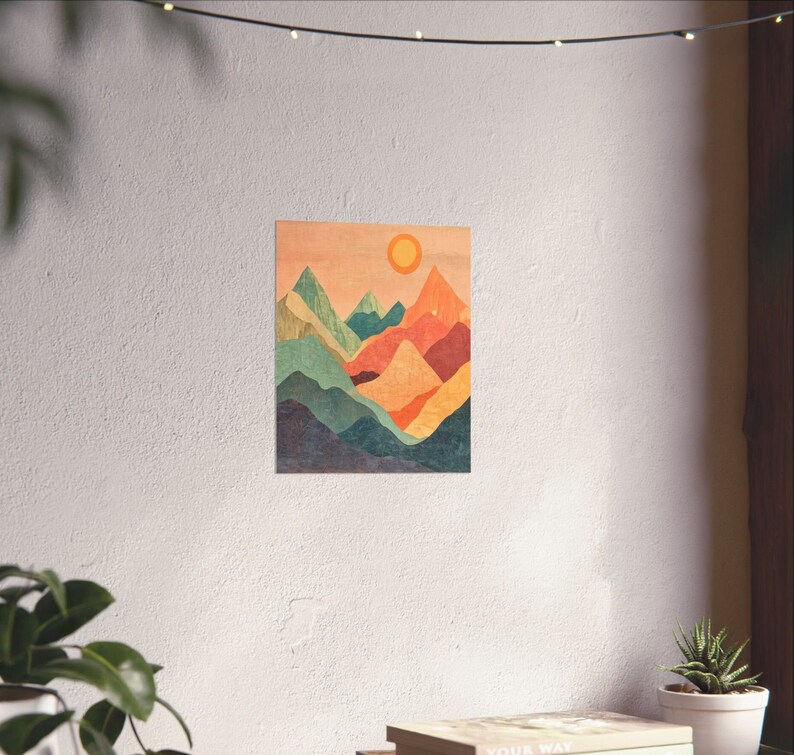 Mountain Range Vertical Poster, Colorful Matte Wall Art Print, Nature