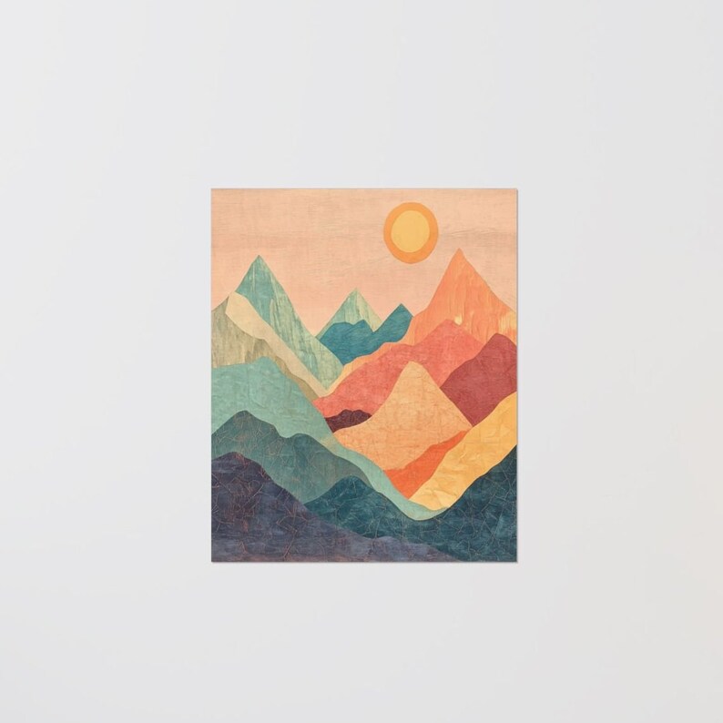 Mountain Range Vertical Poster, Colorful Matte Wall Art Print, Nature