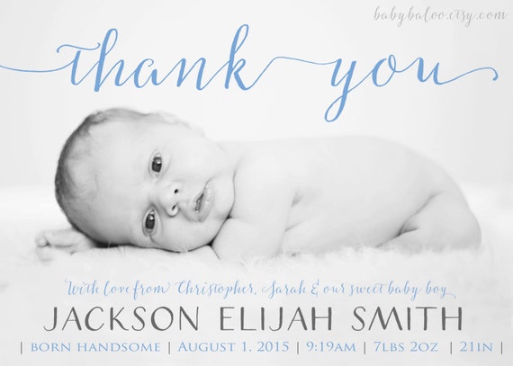 newborn thank you birth announcement boy girl photo baby etsy