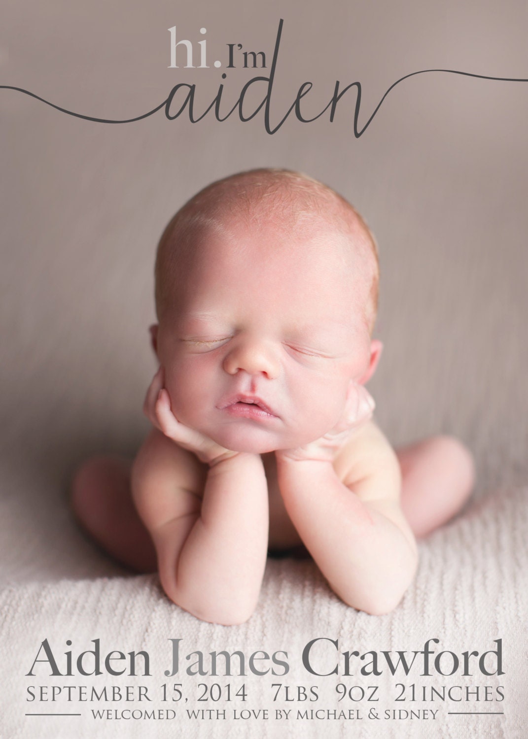 Hi BIRTH ANNOUNCEMENT Photo Baby Announcement Baby Girl Etsy Canada