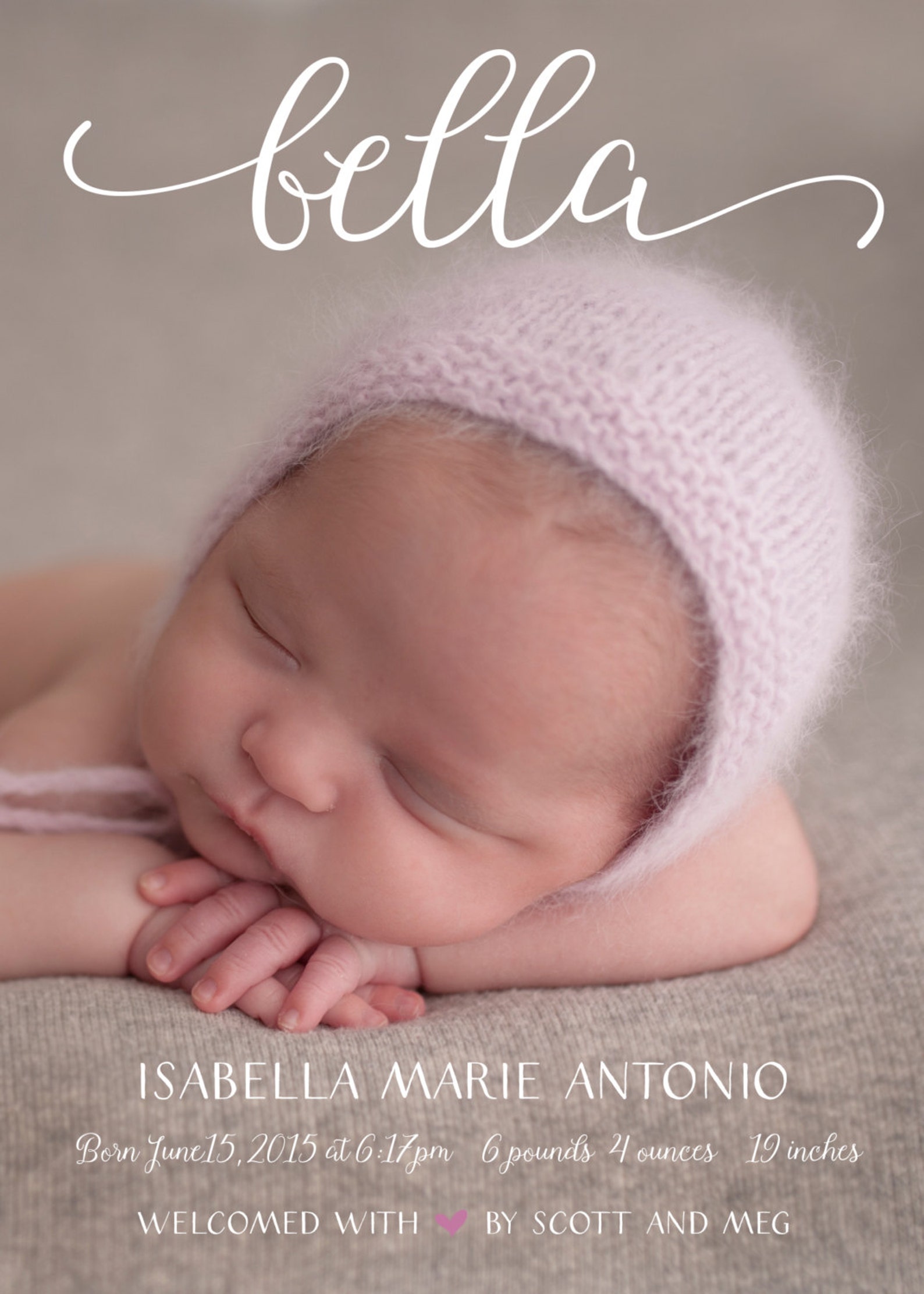 GIRL BIRTH ANNOUNCEMENT Photo Baby Announcement Baby Girl Etsy