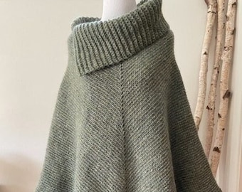 MOSS Collar Poncho | Green Grey Heather | Rambouillet Wool and Mohair