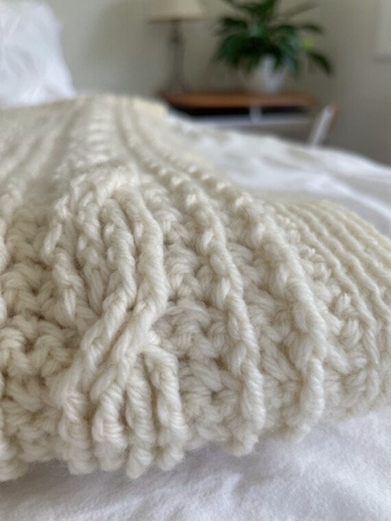 BARI BLANKET Textured Cable Twist Soft Undyed White Cream - Etsy BARI BLANKET Textured Cable Twist Soft Undyed White Cream - Etsy