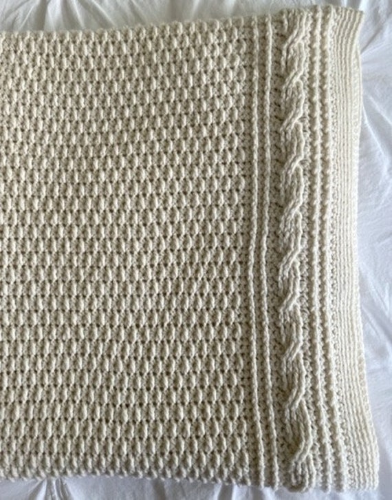 BARI BLANKET Textured Cable Twist Soft Undyed White Cream - Etsy BARI BLANKET Textured Cable Twist Soft Undyed White Cream - Etsy