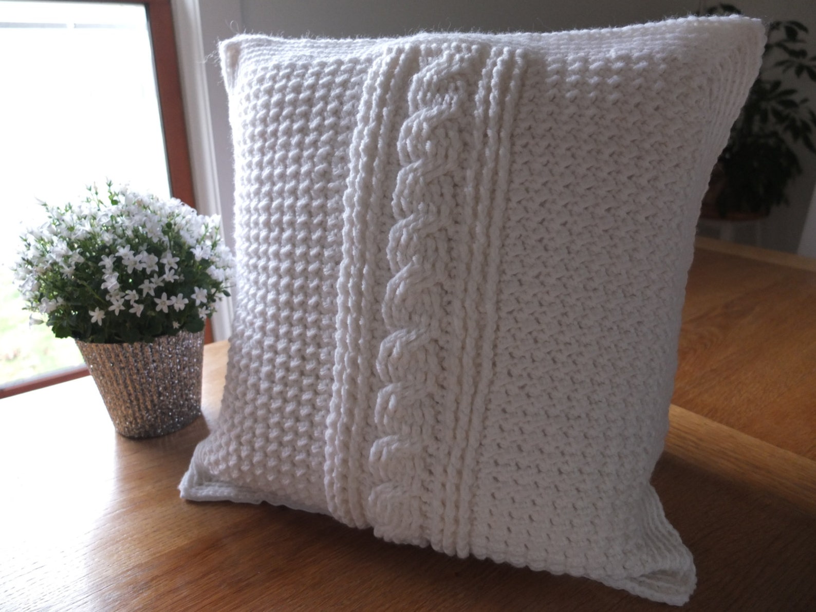 PURE WHITE 16 Pillow Cover Handmade Crochet 100 Etsy