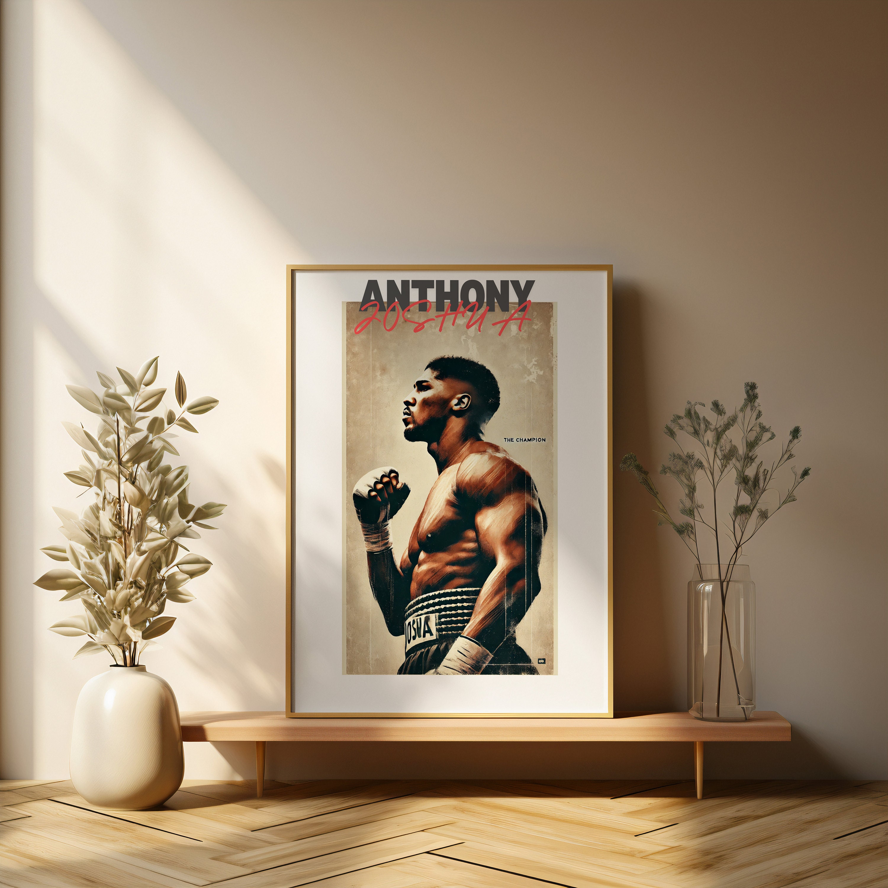 Poster/impression Sur Toile Anthony Joshua Boxe - Style Grunge Sport, Rouge, Moderne