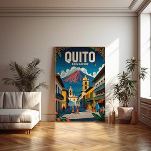 Vintage Quito, Ecuador Travel Poster - Mid-Century Retro Style Wall Art