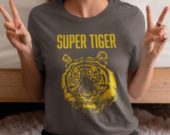 Vintage super tiger shirt gift for her or him birthday present women men tiger tee aesthetic unisex Comfort Colors t-shirt gift for friend