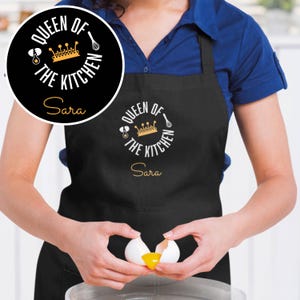 Personalised &quot;KING/QUEEN of the kitchen&quot; apron Gift for her Gift for him Customised aprons Thoughtful baking cooking gift Christmas Birthday