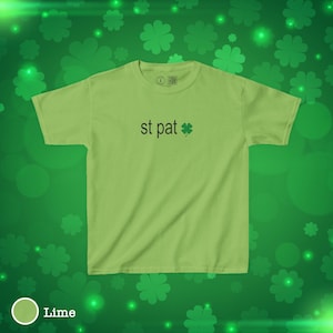 Custom ST PAT brat babytee St Patricks brat shirt Personalised babytee Hyperpop babytee club shirt Brat gift Y2K aesthetic green brat style