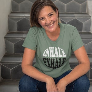 INHALE EXHALE tshirt for yoga Shirt for relaxing Tshirt for motivation Gift for him Gift for her