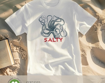 Octopus Vintage Tee | Organic Cotton Ocean Shirt | Funny Sea Creature Gift | Coastal Holiday Aesthetic T-Shirt