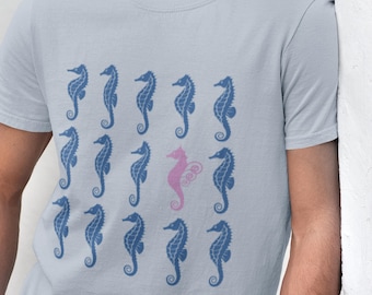 SEAHORSE Tattoo Style T-Shirt, Retro Fisher Shirt, Fish Shirt For Women, Seahorse Shirt, Fisher Tee, Ocean Lovers gift, Fisher Gifts