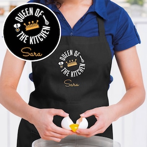 Personalised &quot;KING/QUEEN of the kitchen&quot; apron Gift for her or him Customised aprons Thoughtful baking cooking gift Christmas Birthday