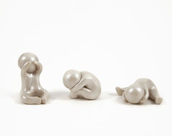 Some Days Are Harder Than Others - Art Therapy Sculptures - great for sandplay - grief and healing gift for therapist - set of 3 sculptures