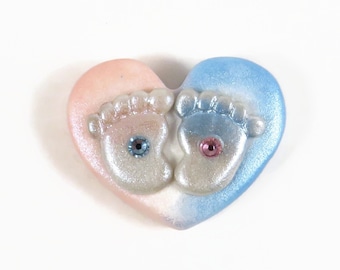 Baby Feet Keepsake - Pink and Blue heart with little footprints by The Midnight Orange