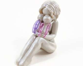 Mother of twins child loss memorial - twin angel or twinless twin keepsake - made to order by The Midnight Orange