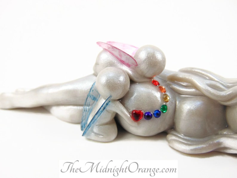 Sending a Rainbow Baby pregnant mother and twin angels or two separate losses expectant mother gift made to order image 3