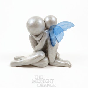 Angel's Embrace - Gift for Mother with Angel Son or Daughter Sculpture - child loss memorial by The Midnight Orange