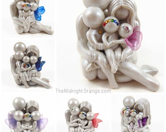 Custom Rainbow Baby Family Sculpture by The Midnight Orange - Family of Five keepsake gift for pregnancy after infant loss