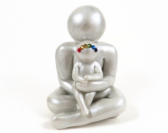 Daddy of a Rainbow sculpture - Father and child art by The Midnight Orange - rainbow baby gift for dad