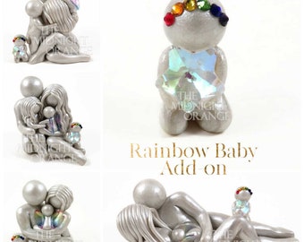 Nieuwe baby-add-on voor bestaande sculpturen - regenboogbabybeeldje kan worden gemaakt met of zonder juwelenkroon - op bestelling gemaakt