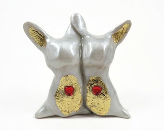 Endearing Ears - ready to ship love bunnies with gold leaf accents by The Midnight Orange