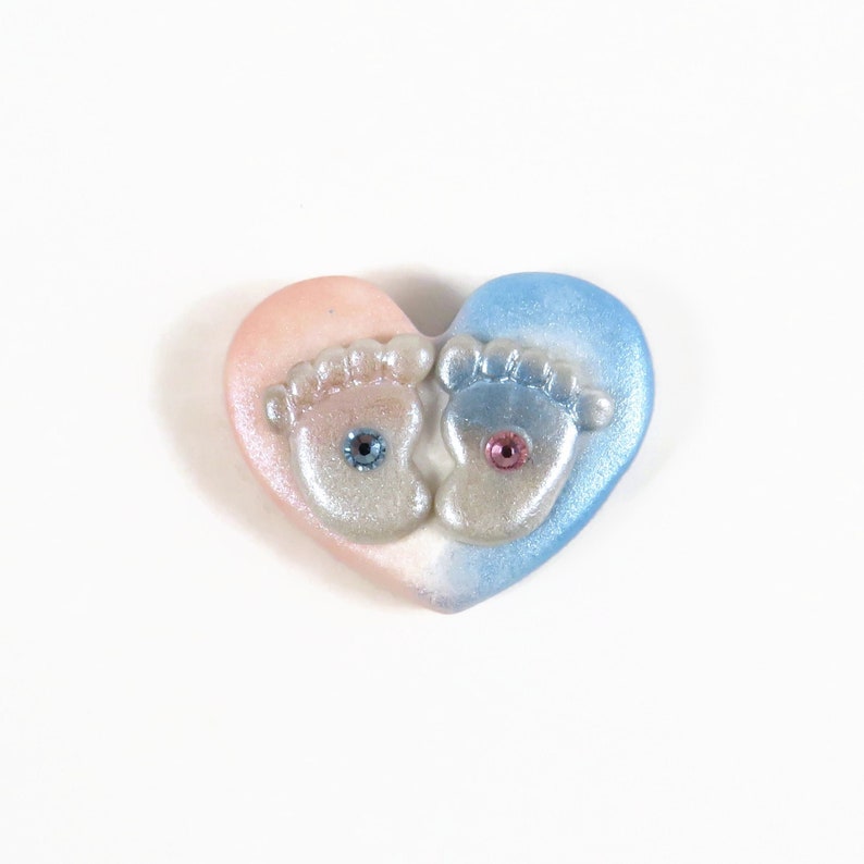 Baby Feet Keepsake Pink and Blue heart with little footprints by The Midnight Orange image 1