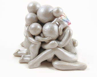 Angel Baby Family Memorial Keepsake - gift for loss and comfort - polymer clay sculpture made to order
