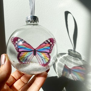 Monarch Butterfly Christmas Keepsake Ornament in glass bauble by The Midnight Orange you choose color beautiful memorial gift Rainbow