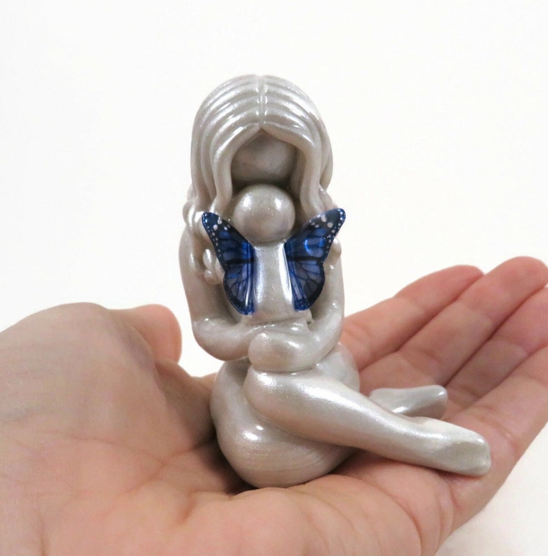 Mother of an Angel keepsake personalized gift for baby loss clay mother and child remembrance figurine by The Midnight Orange image 5