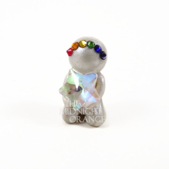 Rainbow Baby Clay Figurine with Swarovski Crystal Crown - Sculpture Add On