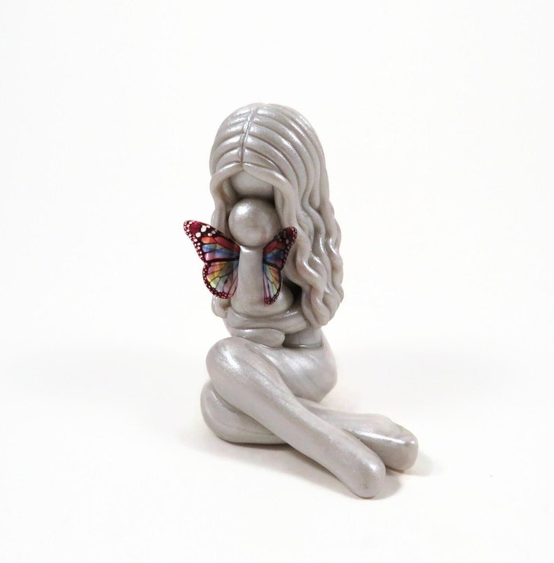 Mother of an Angel keepsake personalized gift for baby loss clay mother and child remembrance figurine by The Midnight Orange image 1