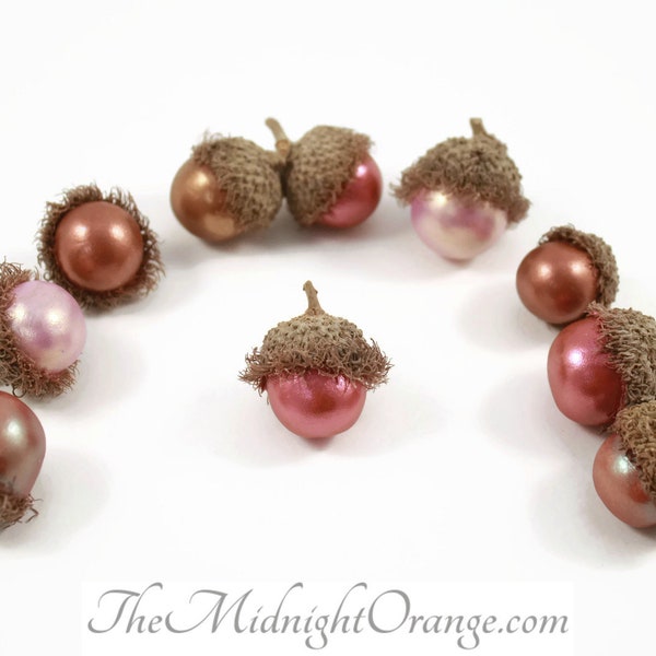 Sculpted Autumn Acorns with Natural Caps in Rich and Warm Colors - handmade clay acorns for your fall decor - ready to ship