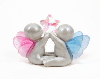 Wishing Star Baby memorial sculpture with butterfly or angel wings - pregnancy and infant loss  sympathy gift by The Midnight Orange