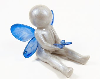 Remembrance Gift for Baby and Child Loss - clay angel baby butterfly sculpture - Go Tell My Family I'm Okay - made to order
