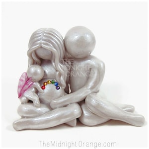 Rainbow Baby Sculpture with angel baby by The Midnight Orange personalized keepsake for pregnancy after loss gift image 1