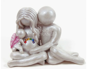 Rainbow Baby Sculpture with angel baby by The Midnight Orange - personalized keepsake for pregnancy after loss gift