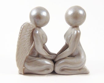 Sympathy Gift for Loss of Loved One or Twinless Twins - handmade personalized clay sculpture by The Midnight Orange