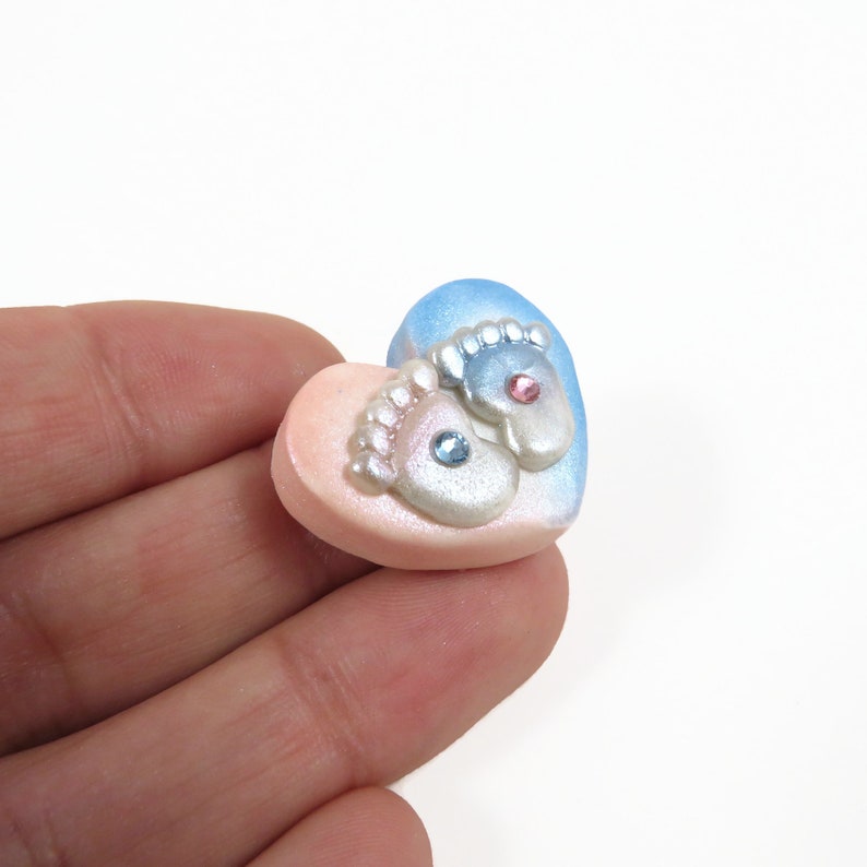 Baby Feet Keepsake Pink and Blue heart with little footprints by The Midnight Orange image 7