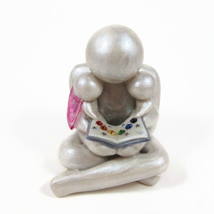 Reading With Daddy Memorial Sculpture - heartfelt gift for father of two - personalized with your choice of wings and children&#39;s ages