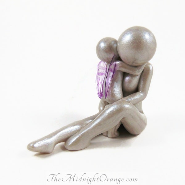 Mother and Child Angel sculpture - gift for loss and comfort by The Midnight Orange - made to order with your choice of wings