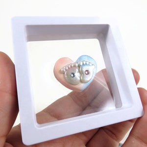 Baby Feet Keepsake Pink and Blue heart with little footprints by The Midnight Orange 2.5" Display frame