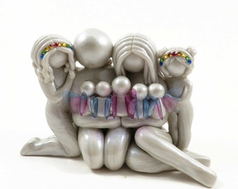 Escultura familiar de arcilla personalizada: retrato conmemorativo personalizado, familia numerosa de 7 o más personas