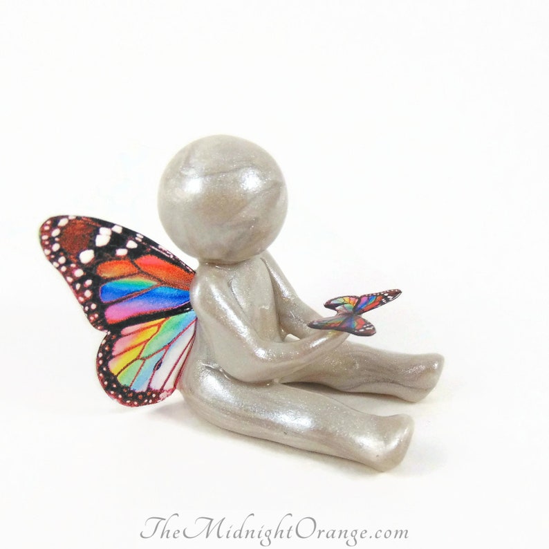 Remembrance Gift for Baby and Child Loss clay angel baby butterfly sculpture Go Tell My Family I'm Okay made to order image 2
